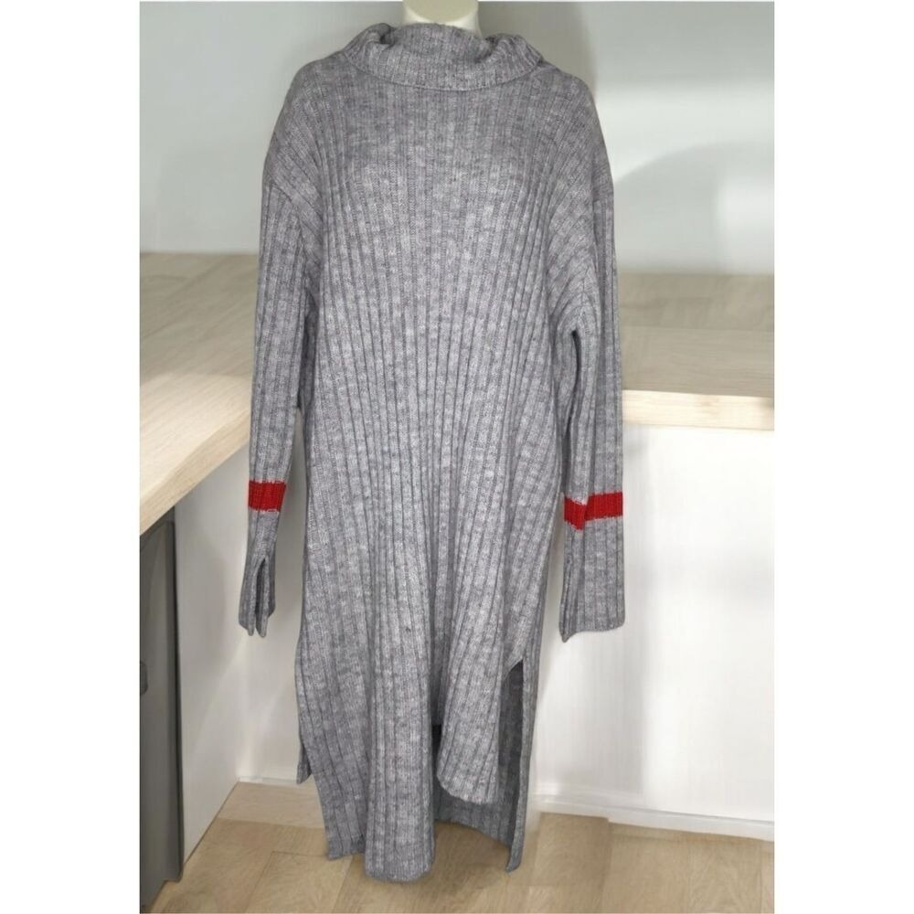 Avantlook Neiman Marcus Knit Sweater Dress Women's Small Cowl Neck Gray Neutral - Picture 2 of 8
